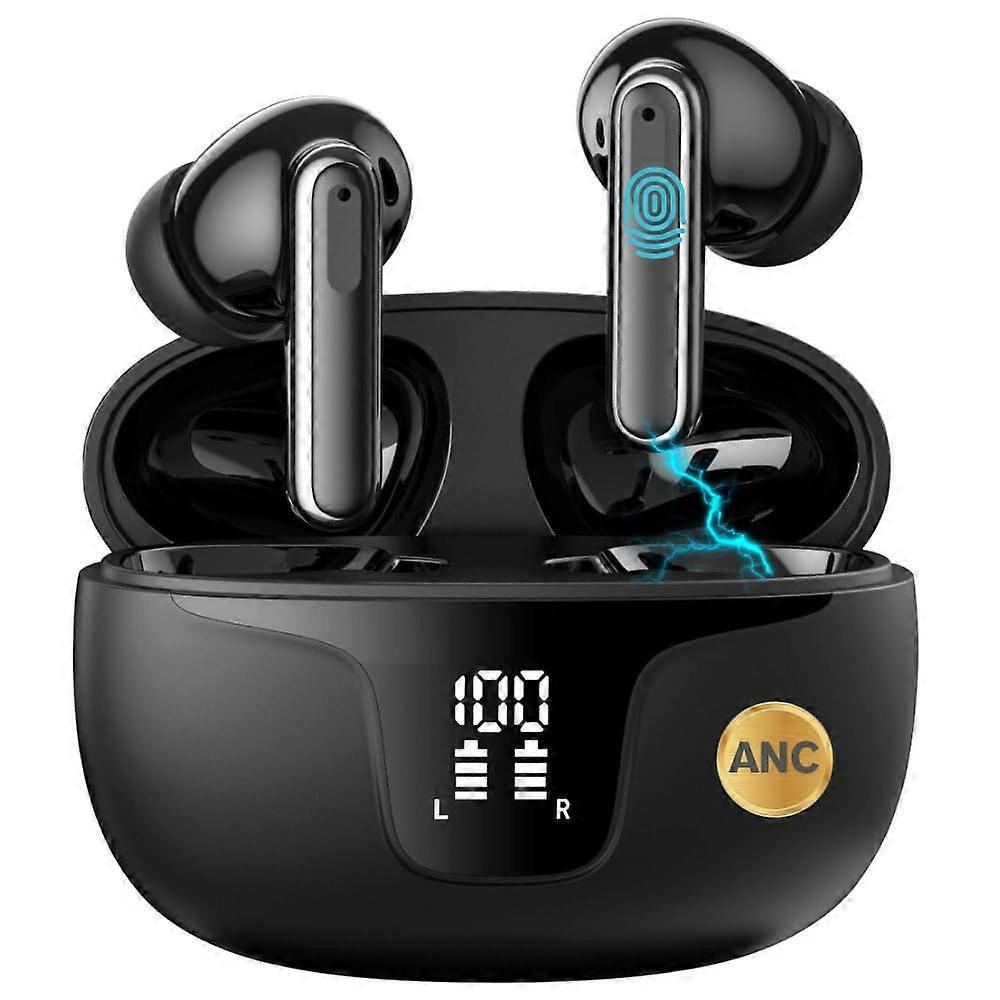 Wireless Earbuds Bluetooth 5.3, 4 Noise Cancelling Mics, ANC ENC, HiFi Stereo, LED Power Display, 40H Playtime, UK Black