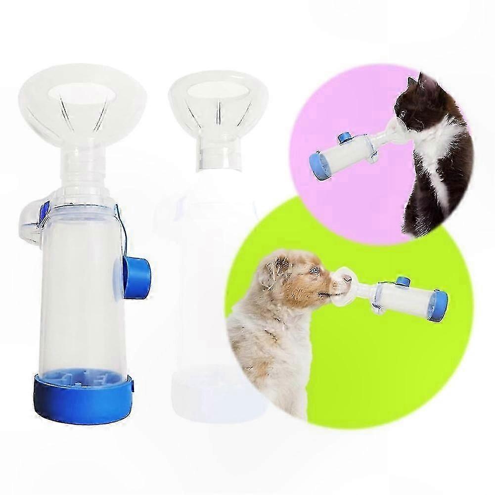 ペット吸入器スペーサー、マスク 2 枚付き、猫と小型犬用の丸型シリコンデザイン