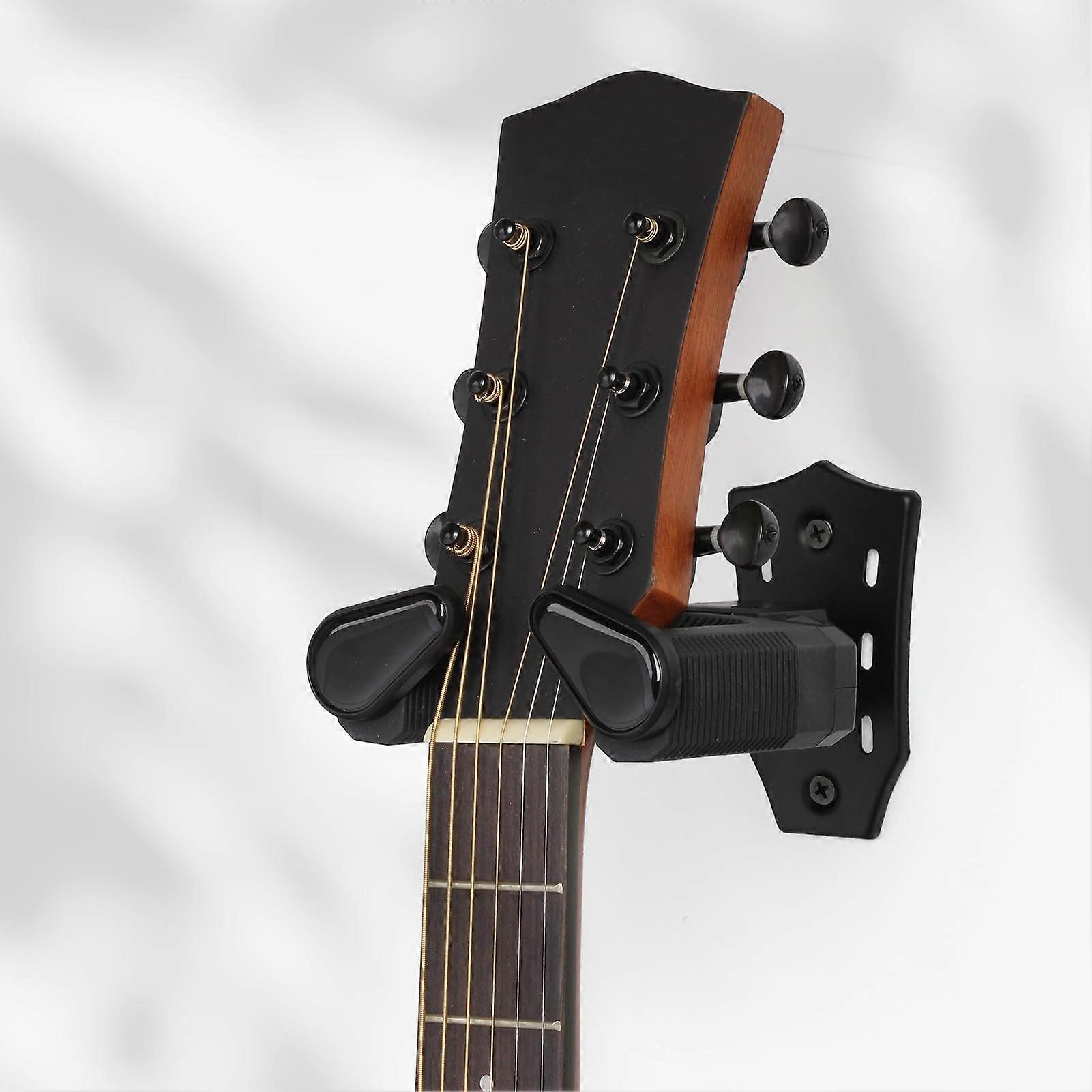 Guitar Wall Mount Hanger with Self-Locking Neck Bracket Black