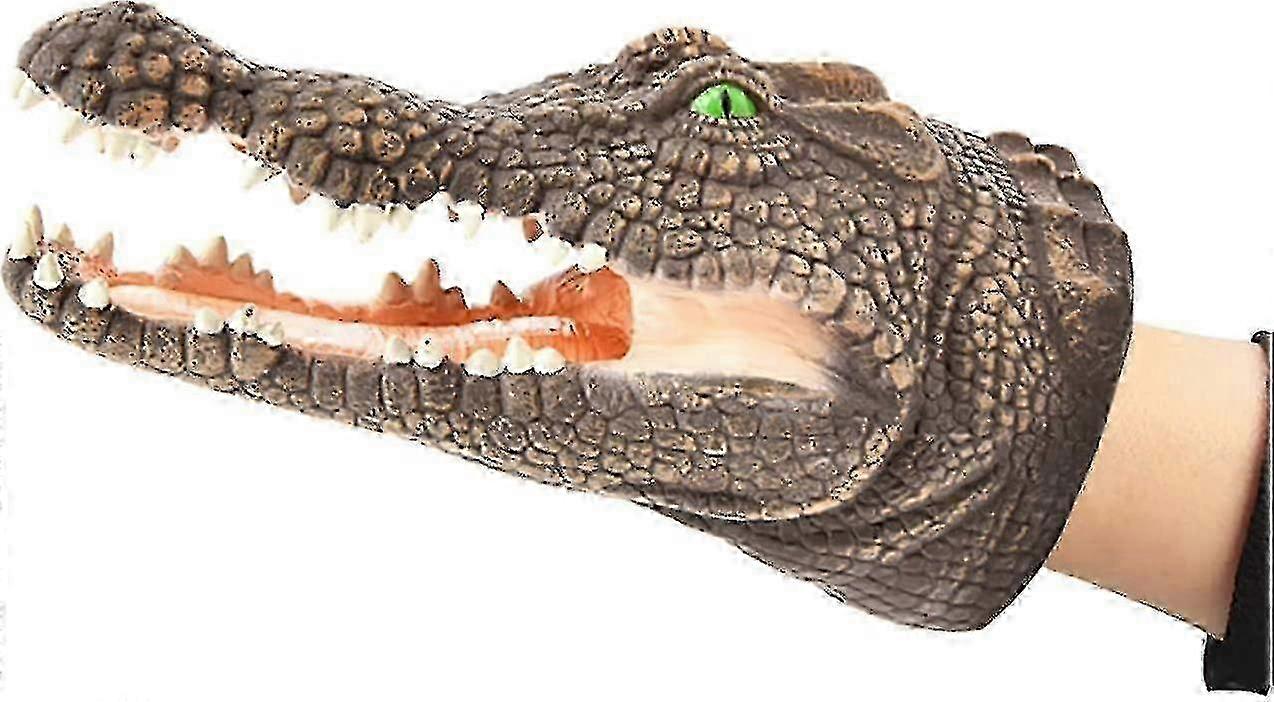 Soft Rubber Crocodile Hand Puppet Realistic Latex Animal Crocodile Head Open Movable Mouth Suitable For Educational Props Collection Christmas Birthda
