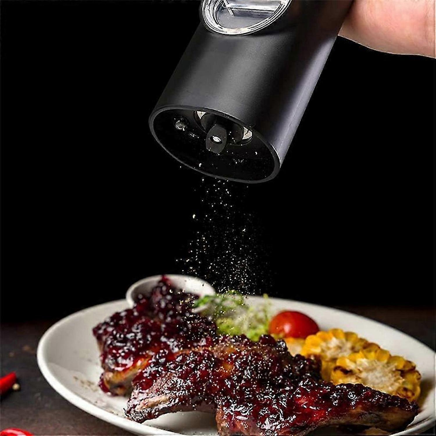 Electric Salt and Pepper Mill, with Base, 5 Coarse Levels, Adjustable