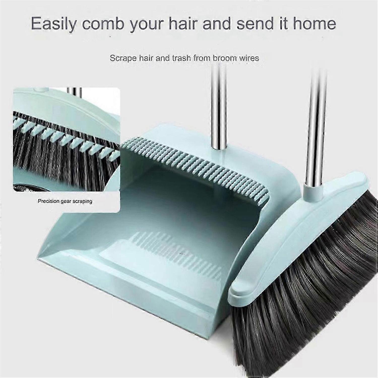 Dustpan Broom Set Floor Wiper Cleaning Long Handle Cleaning Set blue
