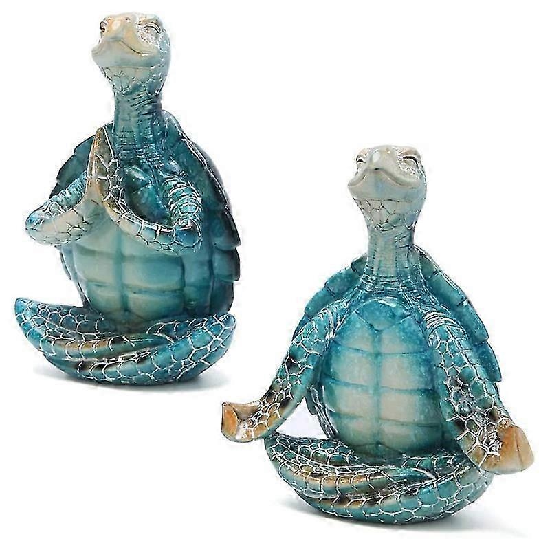 Sea Turtle Yoga Figurines Decorations, 2PCS Meditation Yoga Turtle Decor, Garden Meditating Yoga Tur