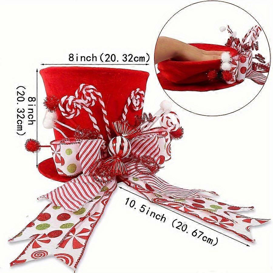 Christmas Tree Topper Star Hat Collapsible Spring Bow Decoration