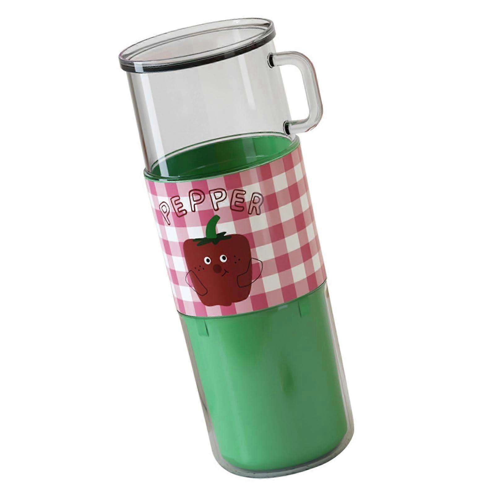 Portable Mouthwash Cup With Handle Multifunctional Travel Toothbrush Holder And Toothpaste Organizer Green