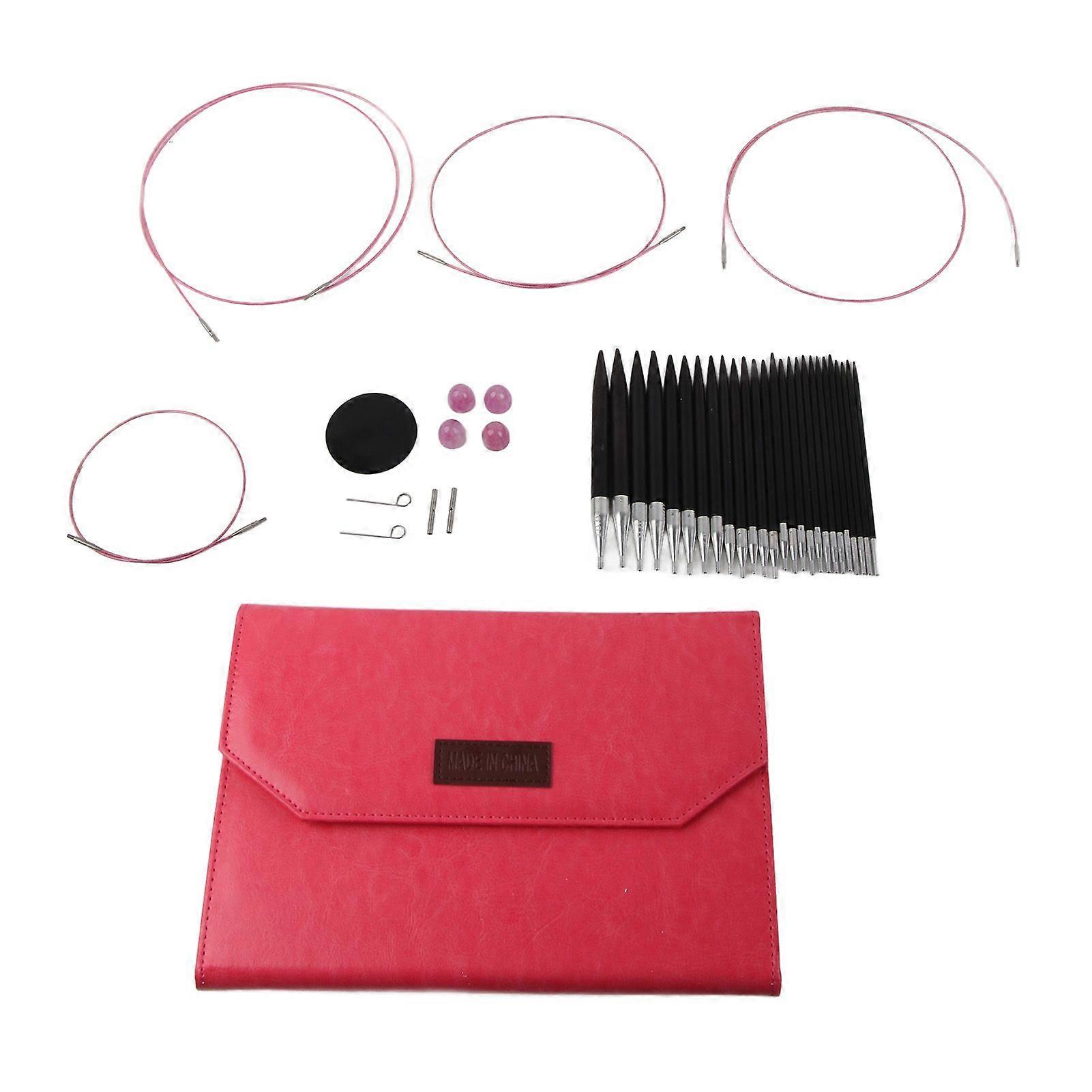 Circular Knitting Needle Set Stainless Steel 3 to 10mm Ergonomic Handle Circular Needle Set with Storage Bag for Fabric