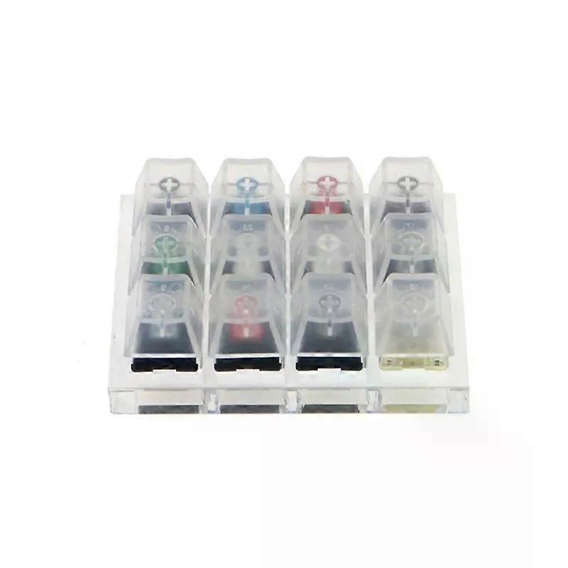 12 Cherry MX Switches Keyboard Tester Kit Clear Keycaps Sampler PCB Mechanical Keyboard Translucent Keycaps Testing Tool