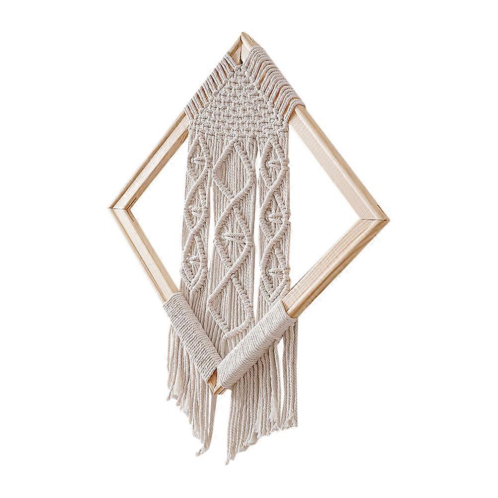 Wood Frame Decorative Tassel Wall Tapestry Macrame Wall Decor 5Pcs