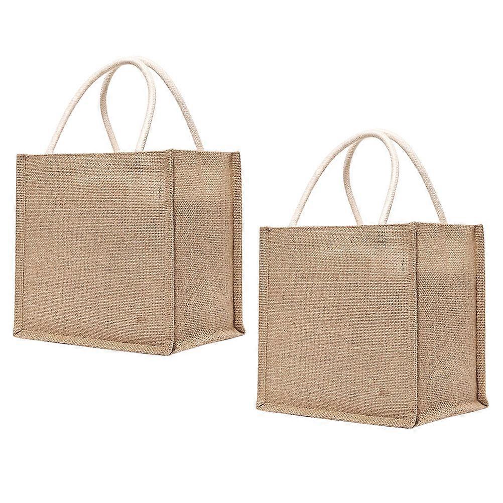 Burlap Gift Bags Shopping Bag for Storage Use 4Pcs Khaki Linen Tote Pouches