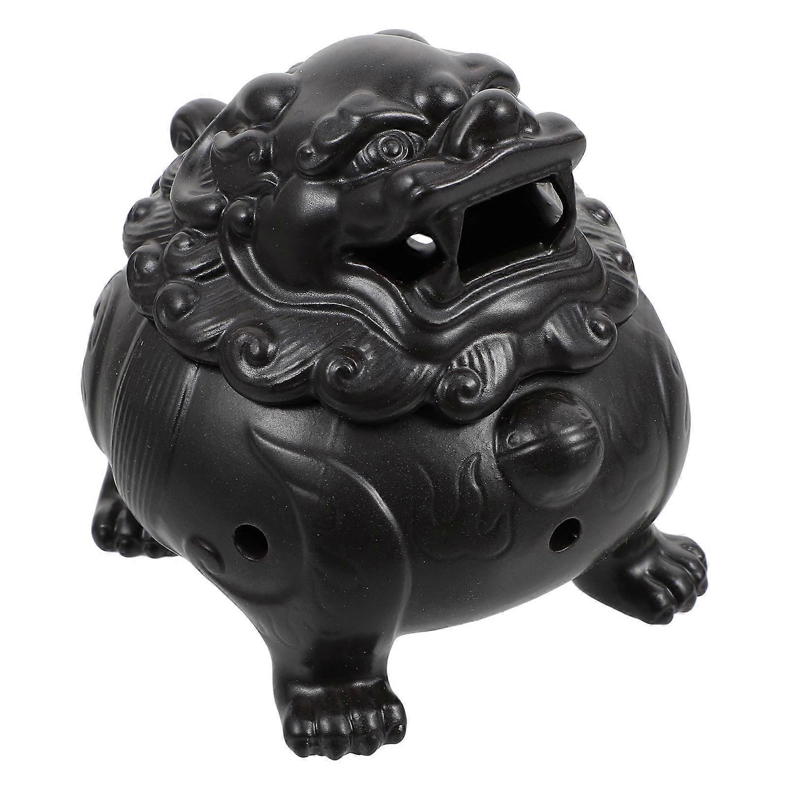 Ceramic Incense Burner for Aromatherapy 2Pcs Black Home Decoration