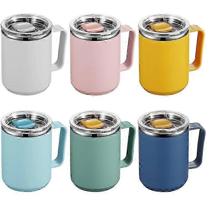 Tasse isotherme avec couvercle et poignée, tasse à double paroi en acier inoxydable avec poignée et couvercle, tasse isotherme portable pour les voyageszz33