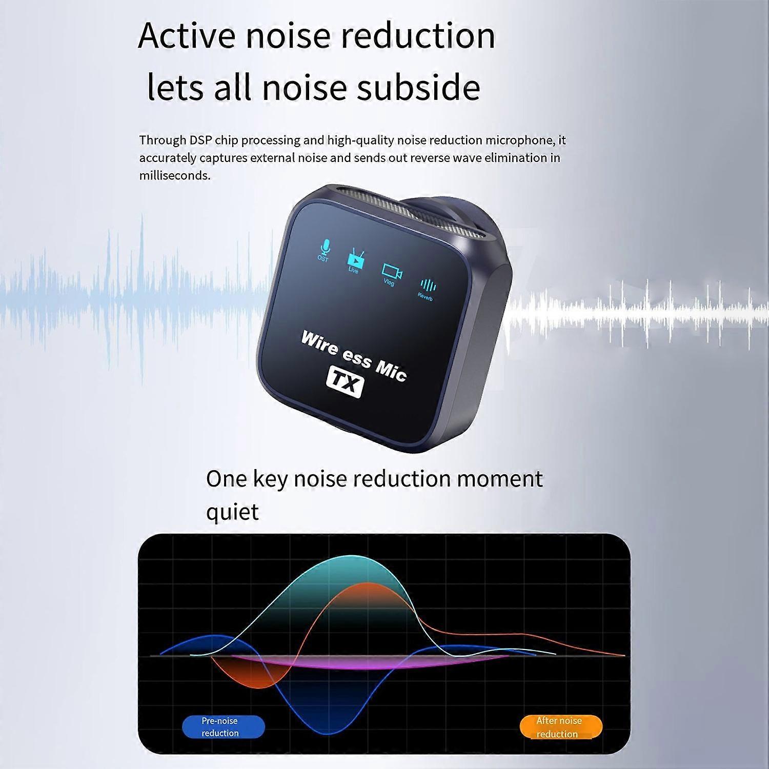 One-Trigger-Two 2.4G Wireless Microphone Magnetic Clip On Mic for Camera 50M Transmission Range Nois