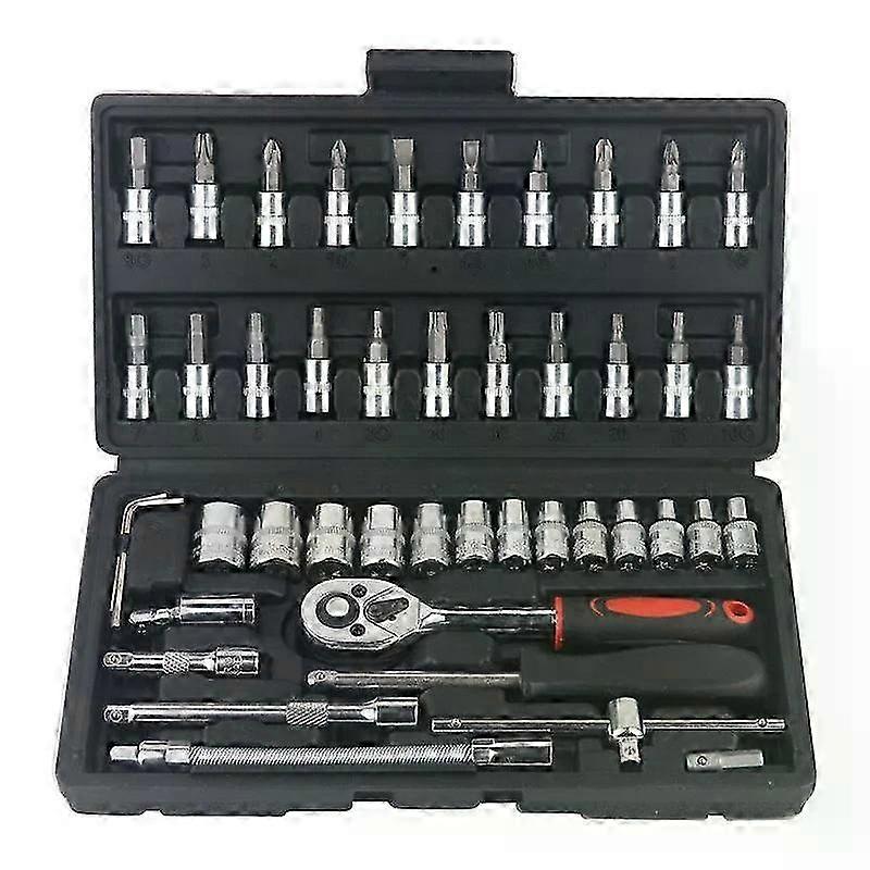 46pcs Socket Set Car Repair Tool Ratchet Spanner Wrench Set Pawl Socket Spanner Screwdriver Professional Metalworking Tools Kits