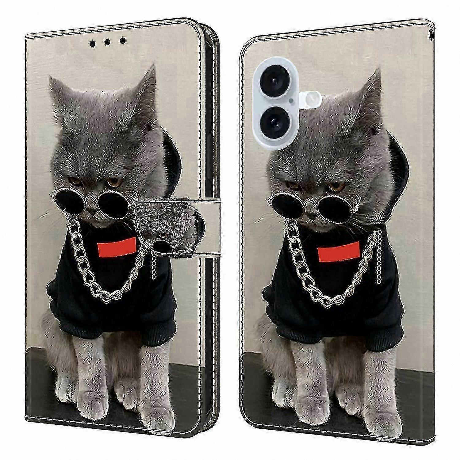 Leather Wallet Case with Pattern Printing and Stand Function for Smartphones