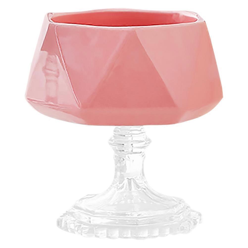 Pink Ceramic Cake Plate for Fruit Serving 2Pcs Small Footed Tray