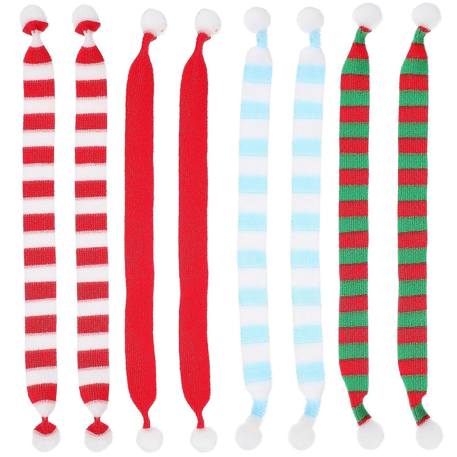 Mini Scarf For Wine Bottles And Dolls Christmas Decoration Assorted Color Knit Design 24 Pcs