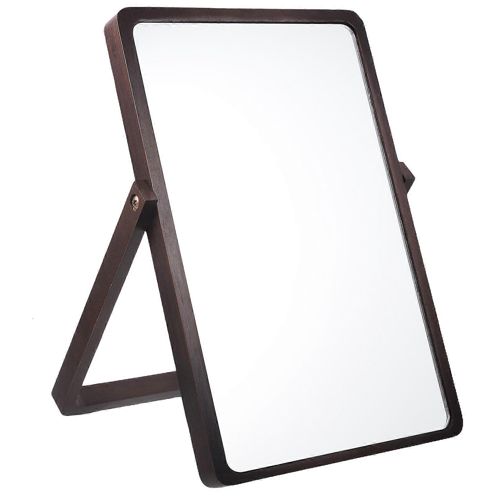 Table Vanity Mirror Wooden Foldable for Daily Use 2Pcs Desktop Makeup Mirror