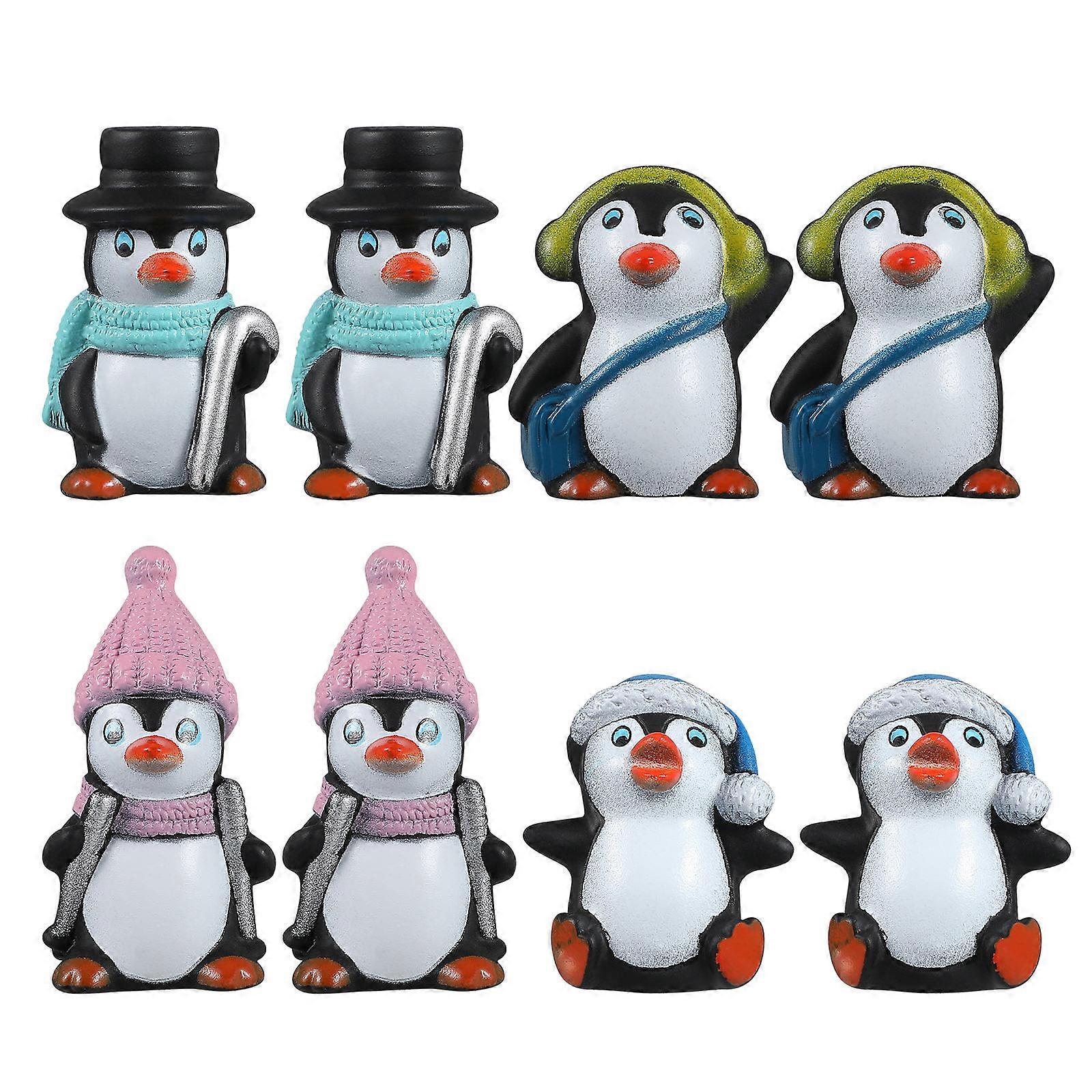 Mini Penguin Figurines for Micro Landscape Decoration with 4Pcs Figurine Set