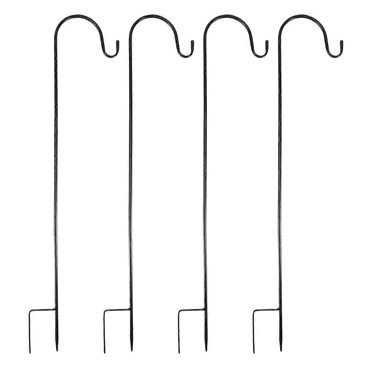 4 Pcs Adjustable Shepherd Crook Hooks,Festoon Pole with Base,Garden Border Hook for String Lights,Fl
