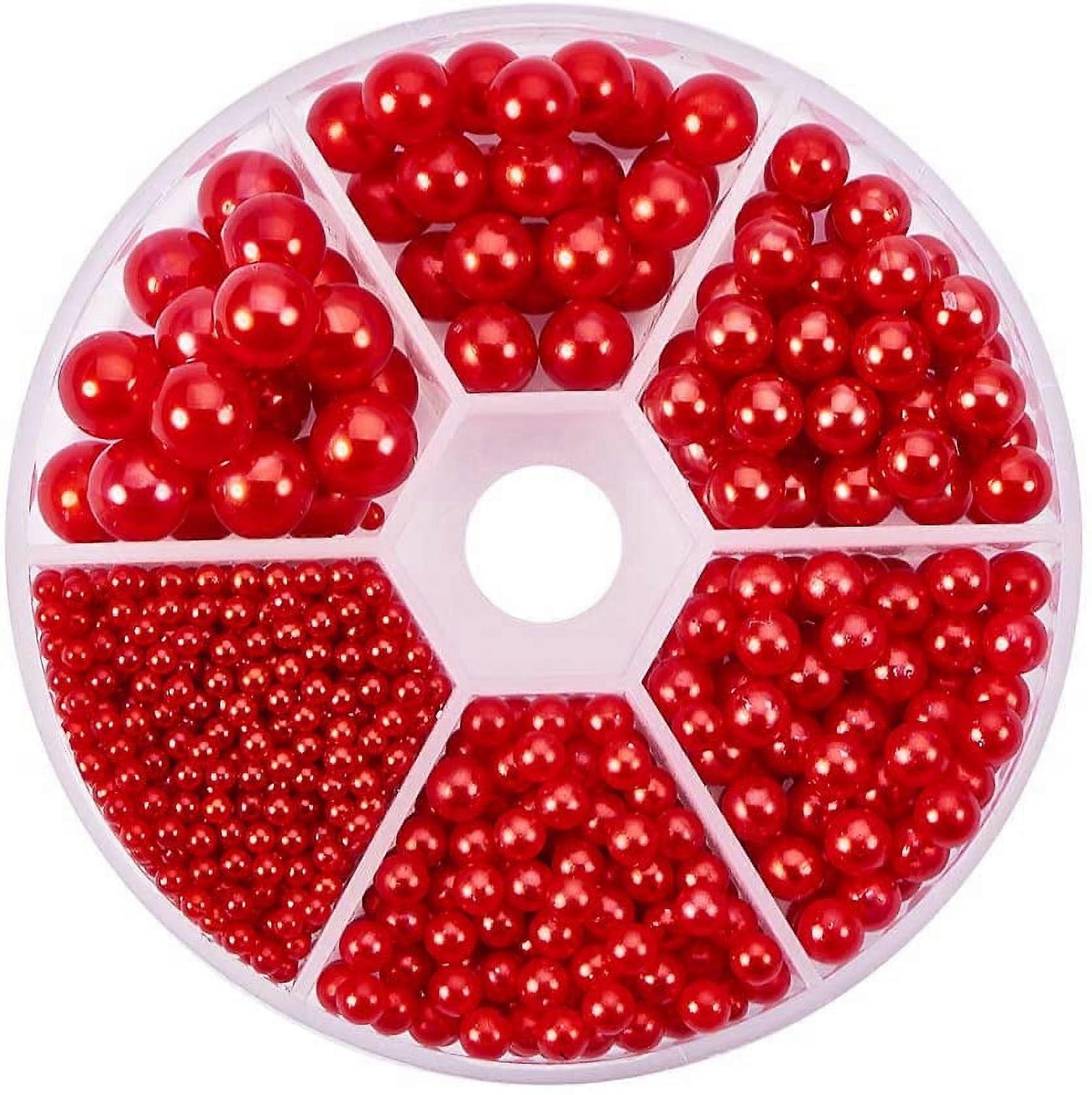 1Set Imitation Pearl Acrylic Beads No Hole/Undrilled Round Red 8x2cm