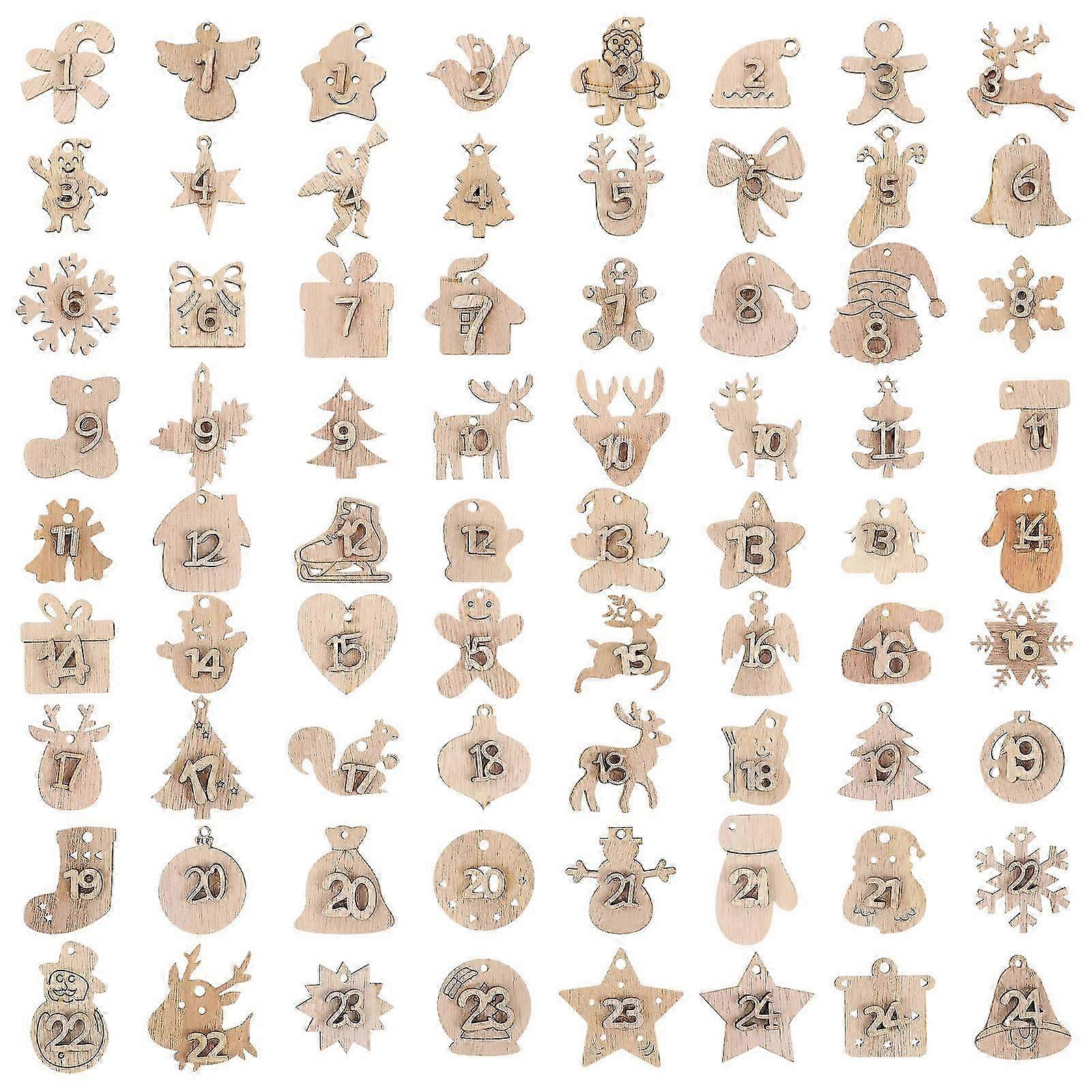 Christmas Advent Calendar Numbers Wooden Advent Calendar Numbers for Holiday 216Pcs