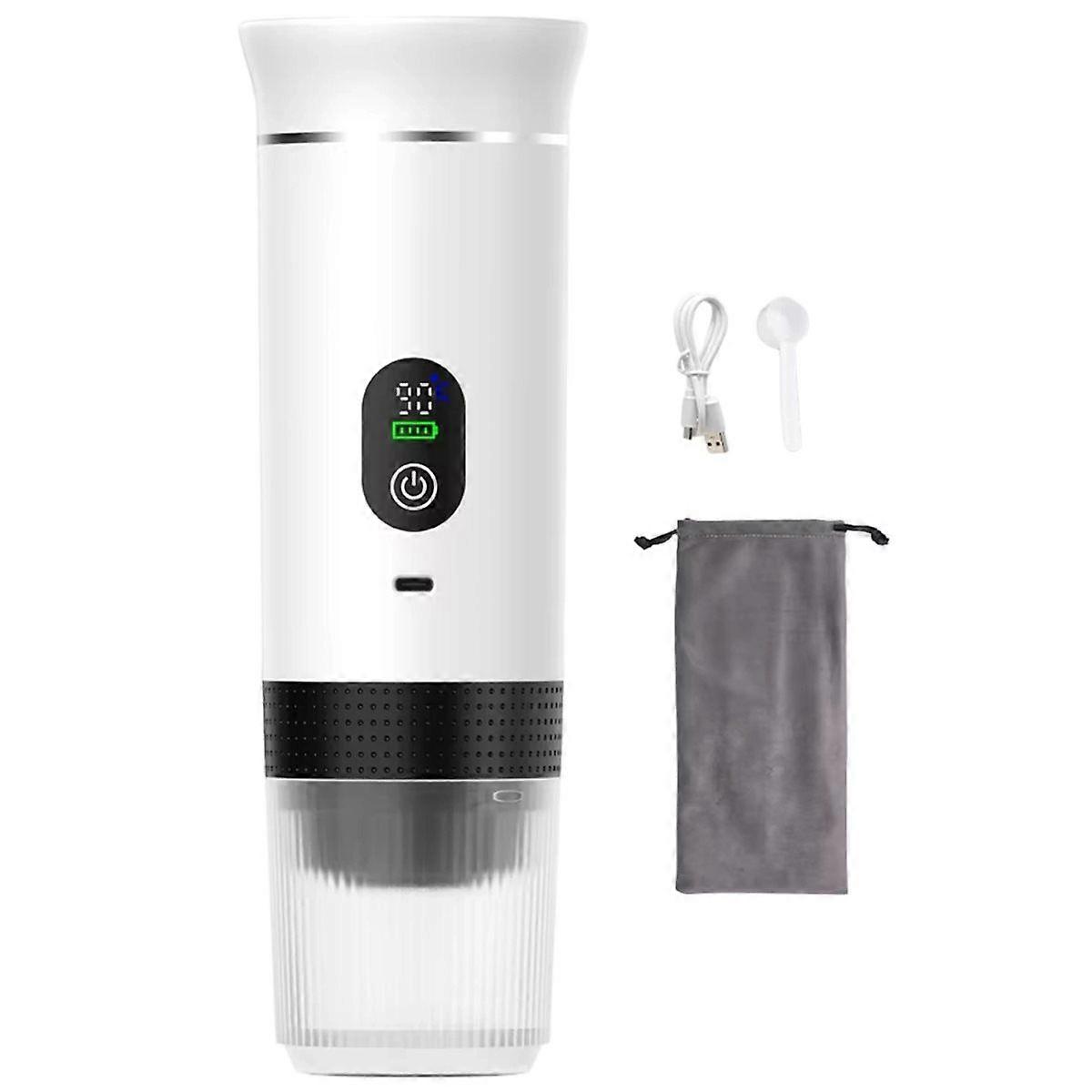 Portable Espresso Coffee Machine with Digital Display Capsule Coffee Maker for Car & Home Camping Coffee Maker White