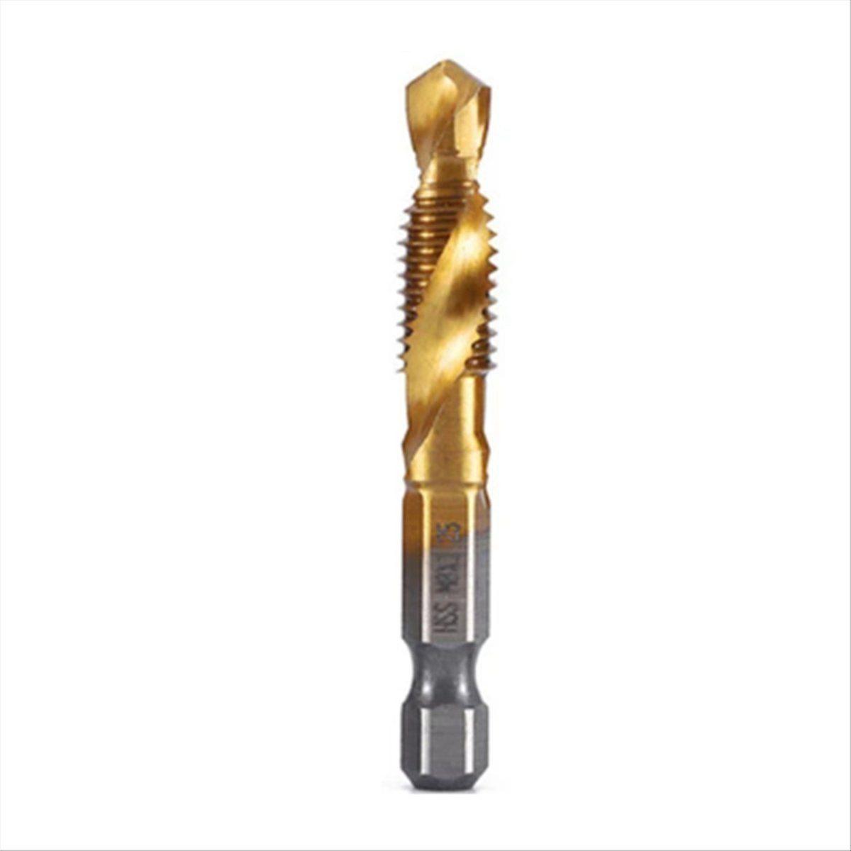 M8x1.25 Hex Shank Titanium Plated HSS Screw Thread Metric Tap Drill