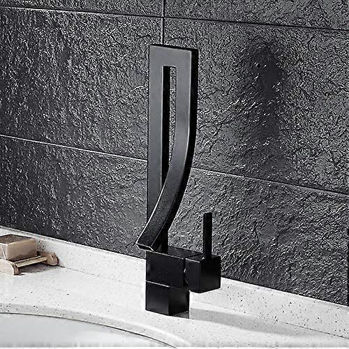 Brass Basin Faucets Chrome Square Tall Bathroom Sink Faucet, Deck Mounted, Color SLT103B