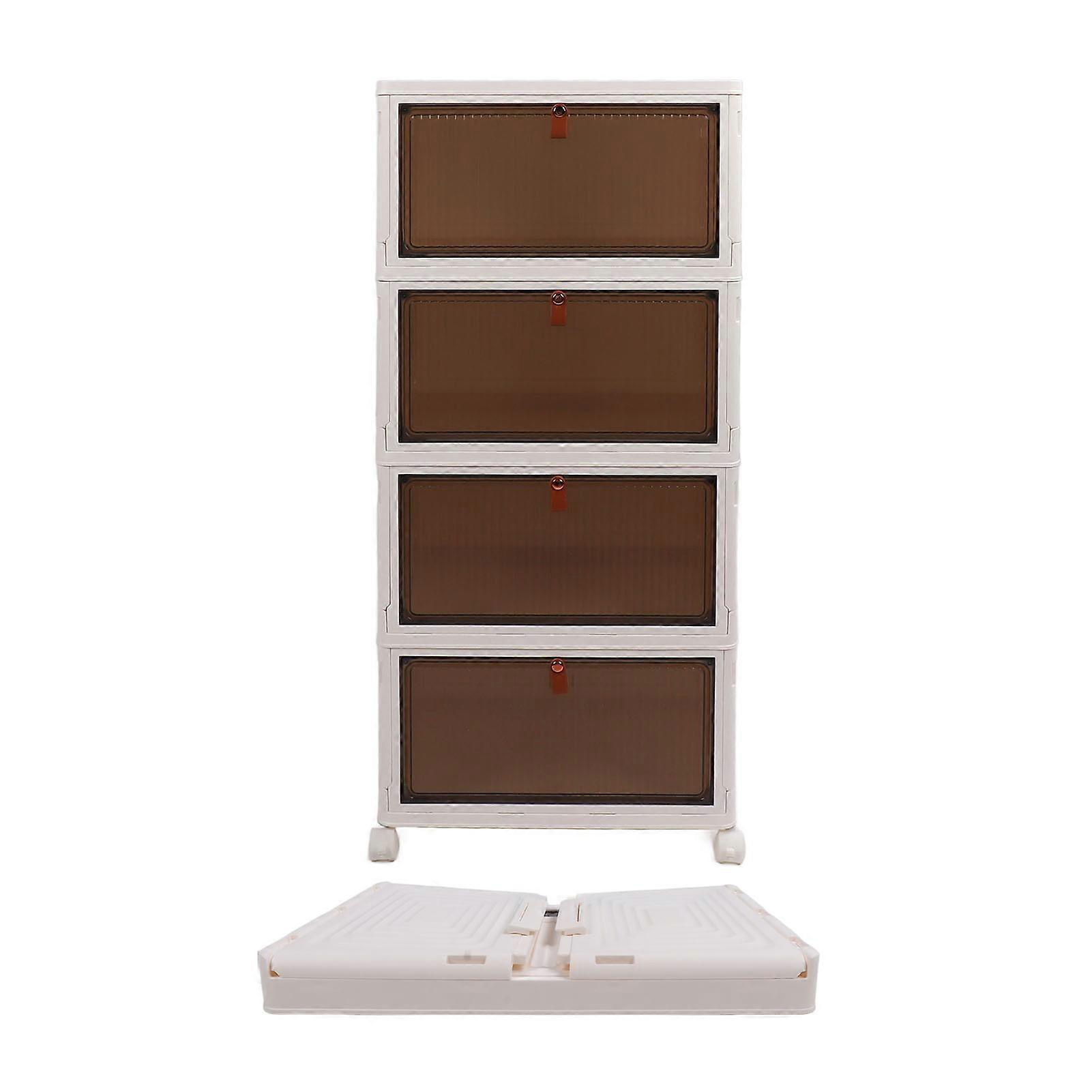 Stackable 4-Layer Plastic Storage Bins with Lid, Multi-Purpose Organizer