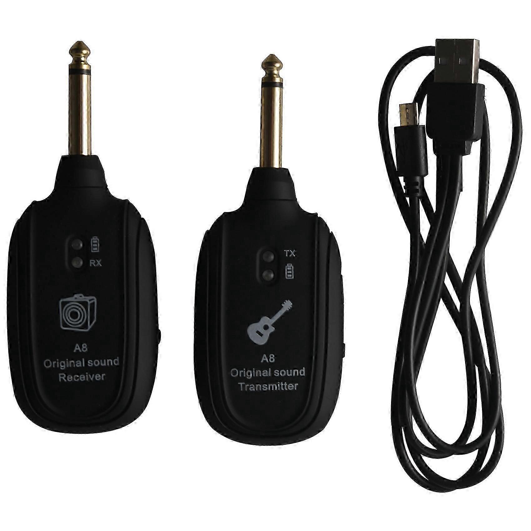 UHF Guitar Wireless System mitter Receiver Built-in Rechargeable