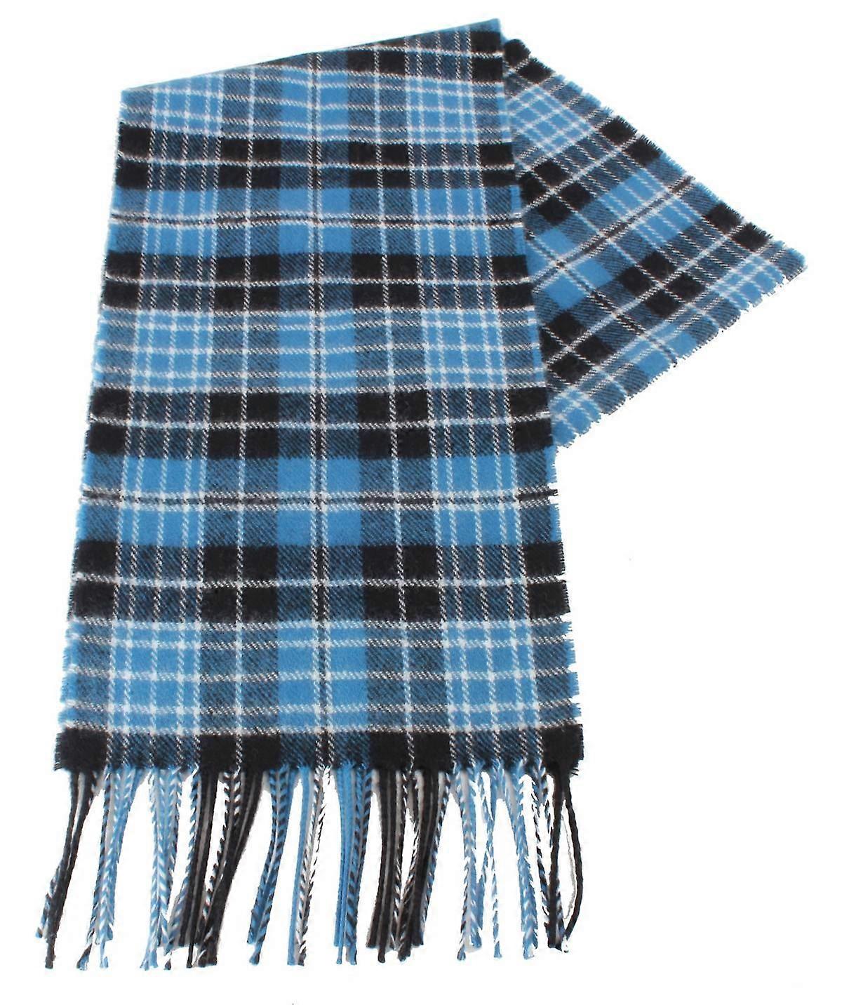 Ingles Buchan Clark Ancient Lambswool Scarf - White/Black/Blue