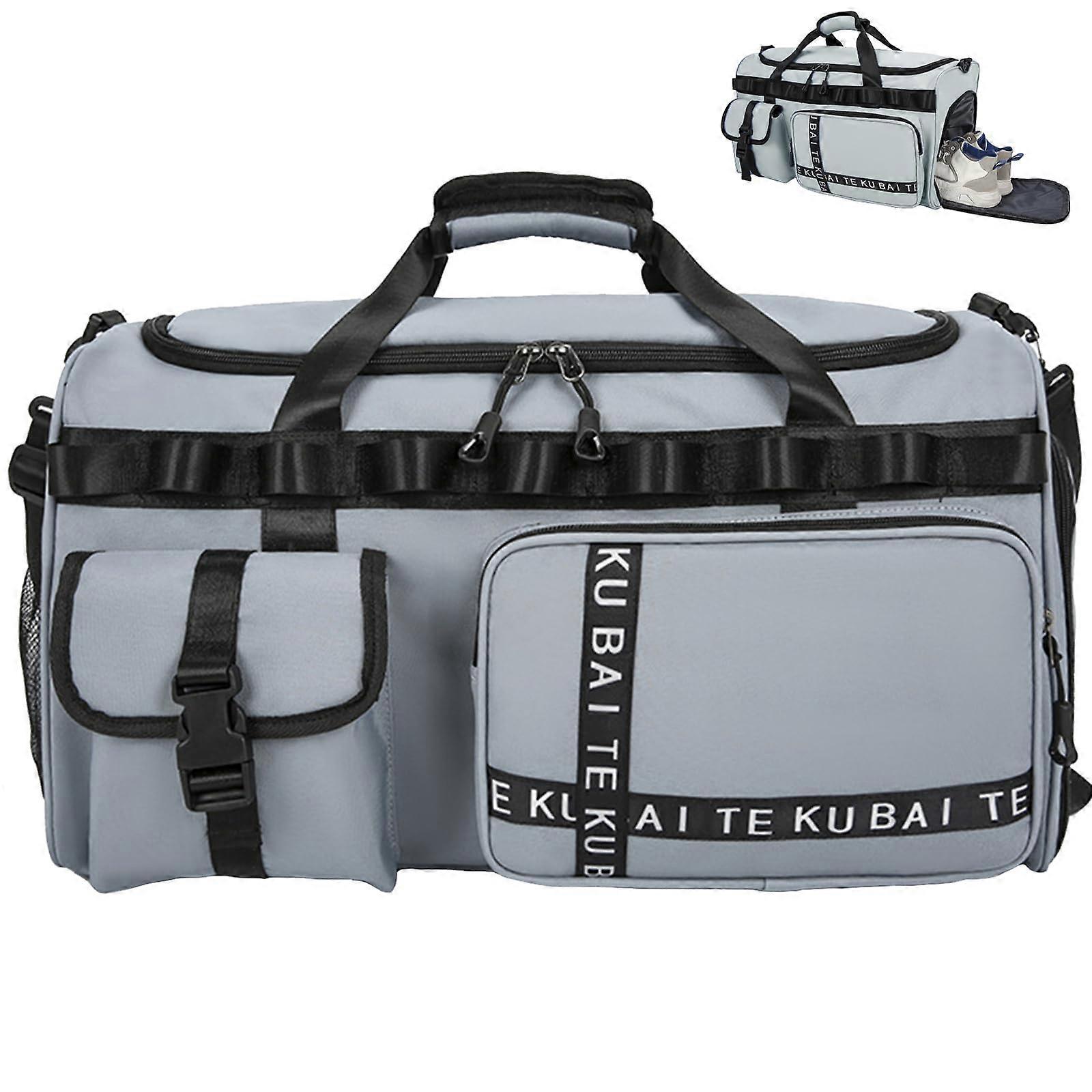 Travel Duffel Bag For Men And Women Large Waterproof Swimming Bag Shoe Compartment Wet Compartment Cyan Weekender Night