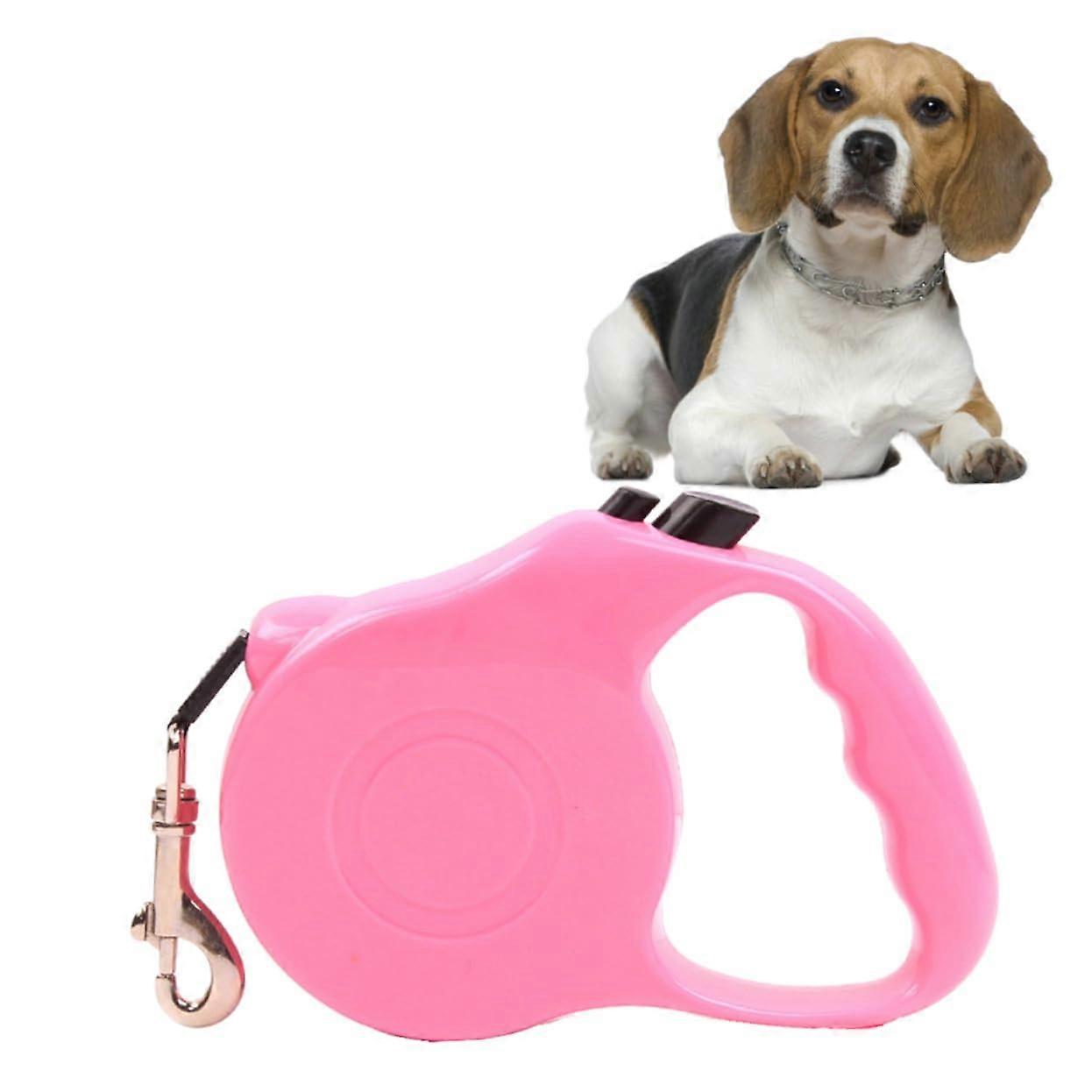 Retractable Dog Leash Small Pink Automatic Extendable Lead For Puppies And Cats With OneFinger Lock
