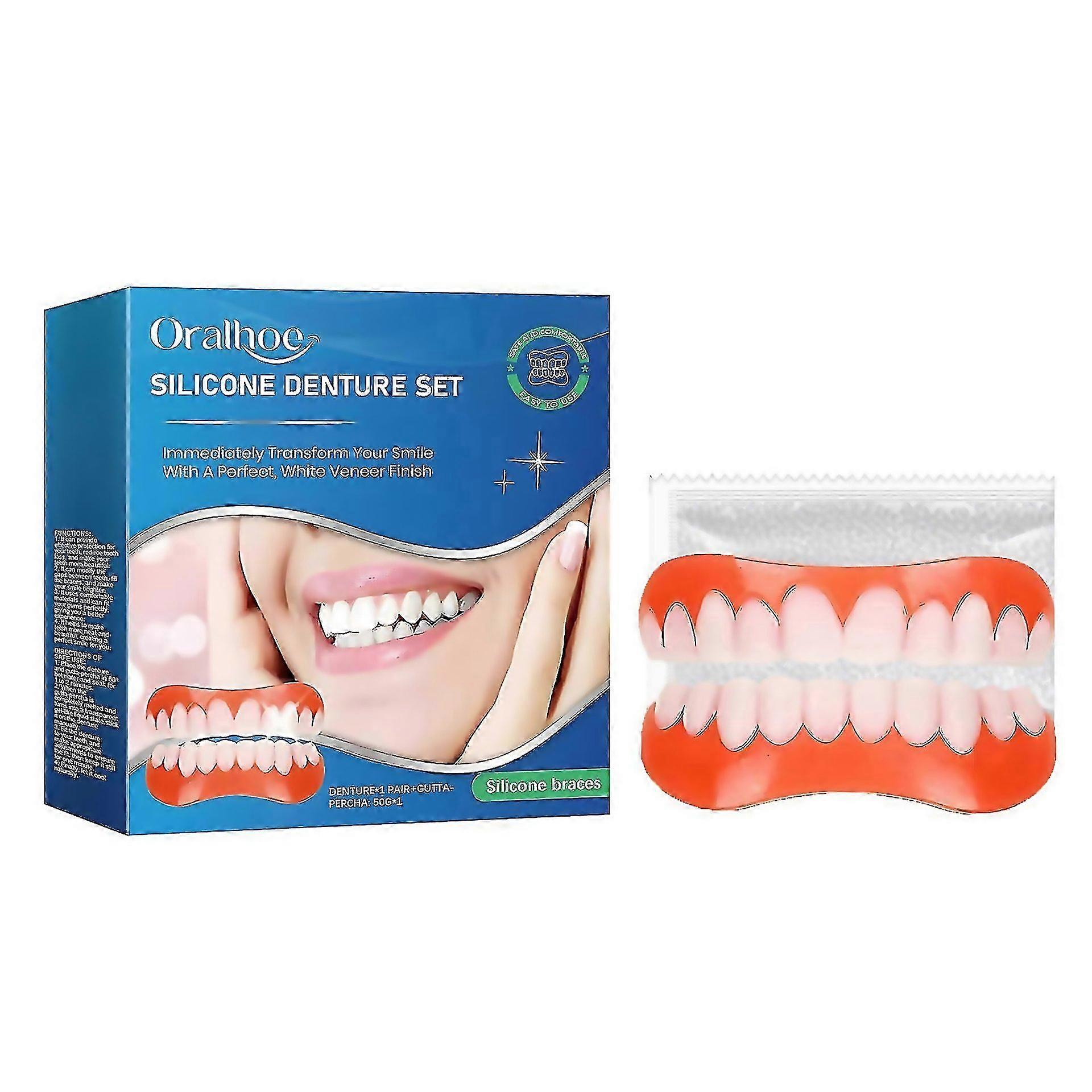 For Silicone Denture Set For Instant Smile Enhancement Comfortable Natural Fit Easy To