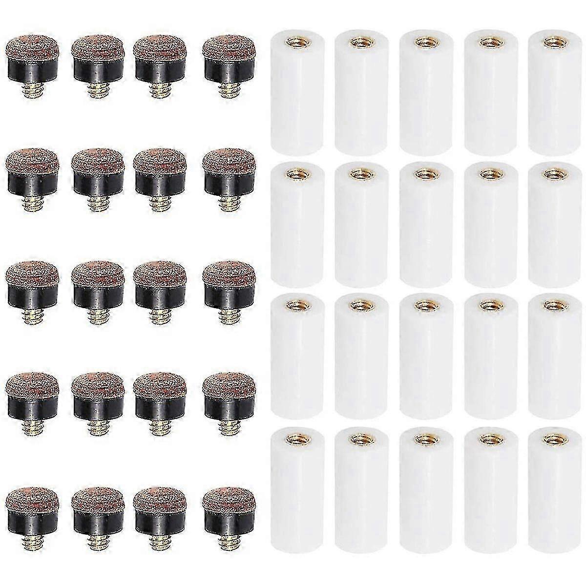 Replacement Billiard Cue Tips 12mm with Ferrules 20 Sets for Pool Stick