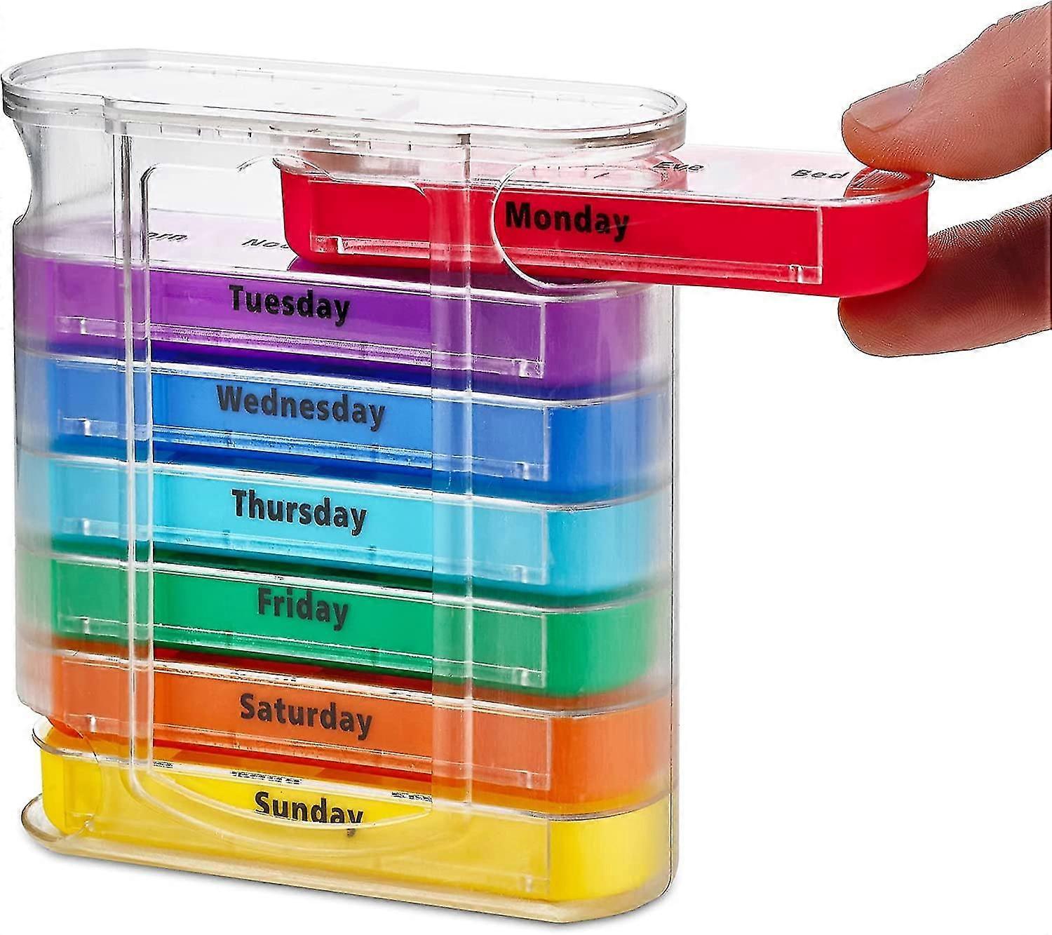 Medca Weekly Pill Organizer, Four Times-a-day, 1 Dispenser With Stackable Am/pm Compartments