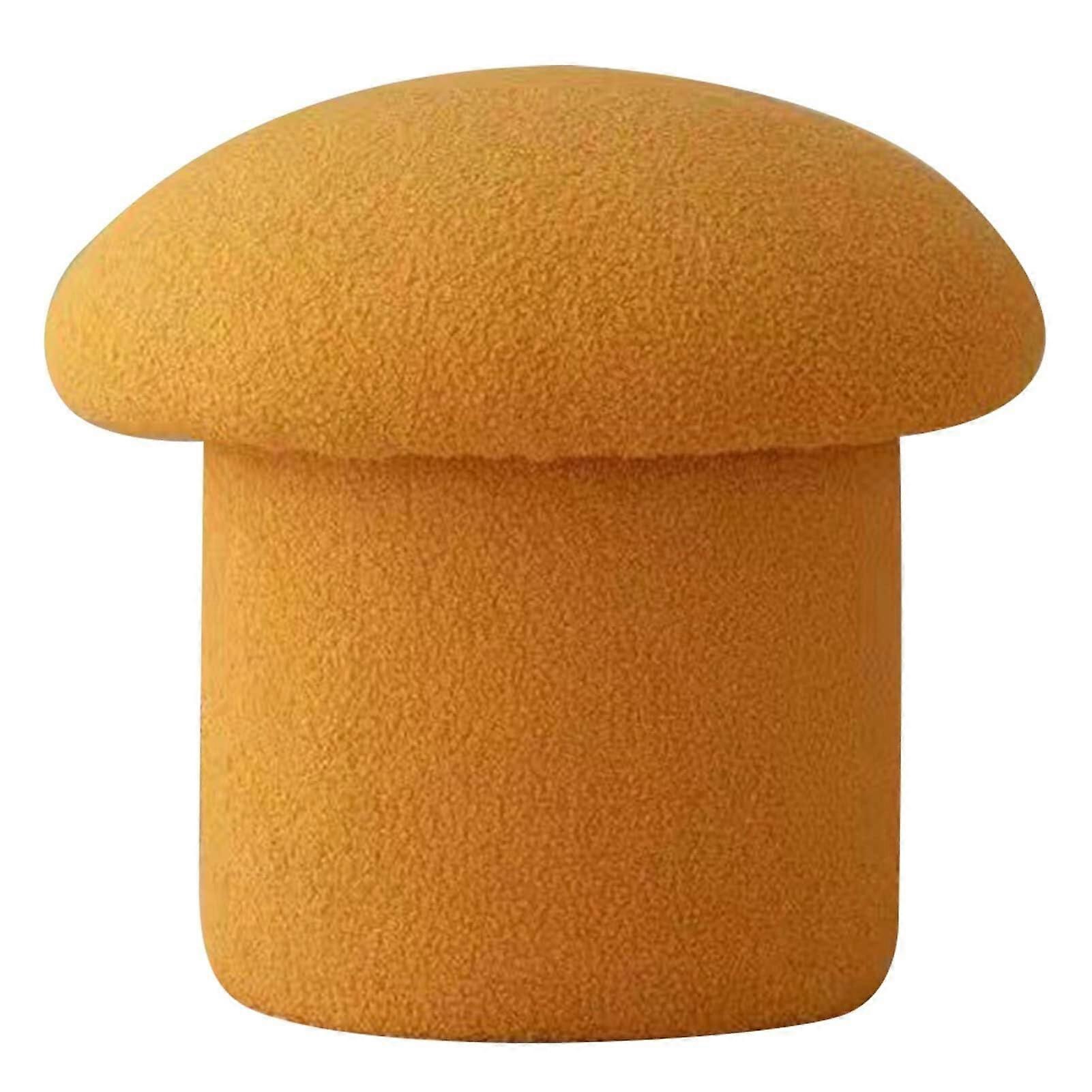 Modern Round Yellow Mushroom Shape Stool - Soft Elastic Foot Stool with Pine Wood Base for Home Decor Accent and Seating