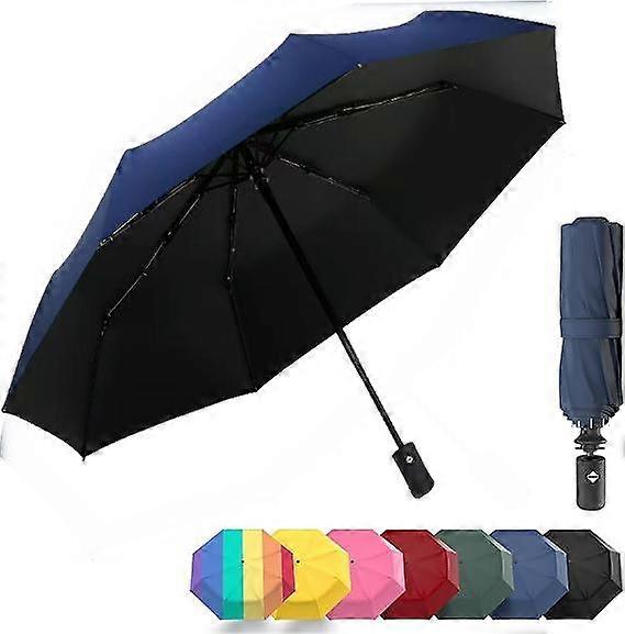 Windproof Compact Umbrellas For Rain - Strong Design & Auto Open & Close - Portable Folding Travel  -all-weather-light & Portable For Women & Men,navy