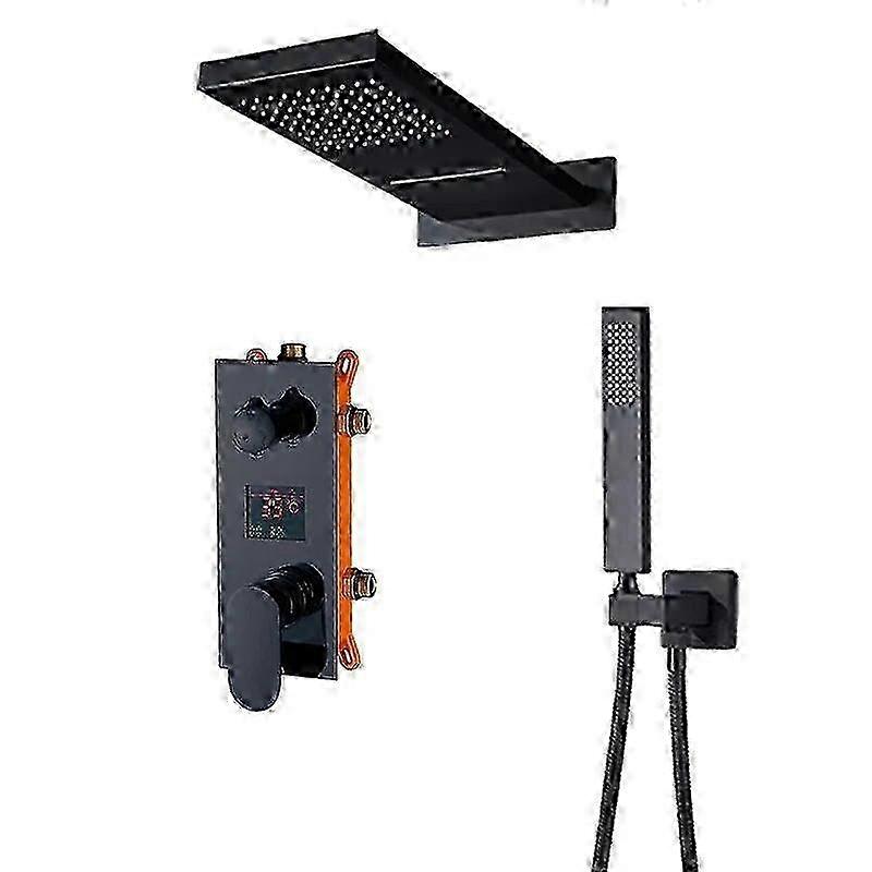 Digital Display Waterfall Shower Faucet Concealed Shower Column Hot And Cold Mixing Valve Bathroom Faucet