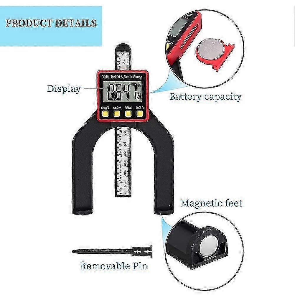 Digital 80mm Depth Gauge Woodworking 2 in 1 Height Measurement Tool for Setting Rebates Grooves Woodworking Measuring Tools 2025