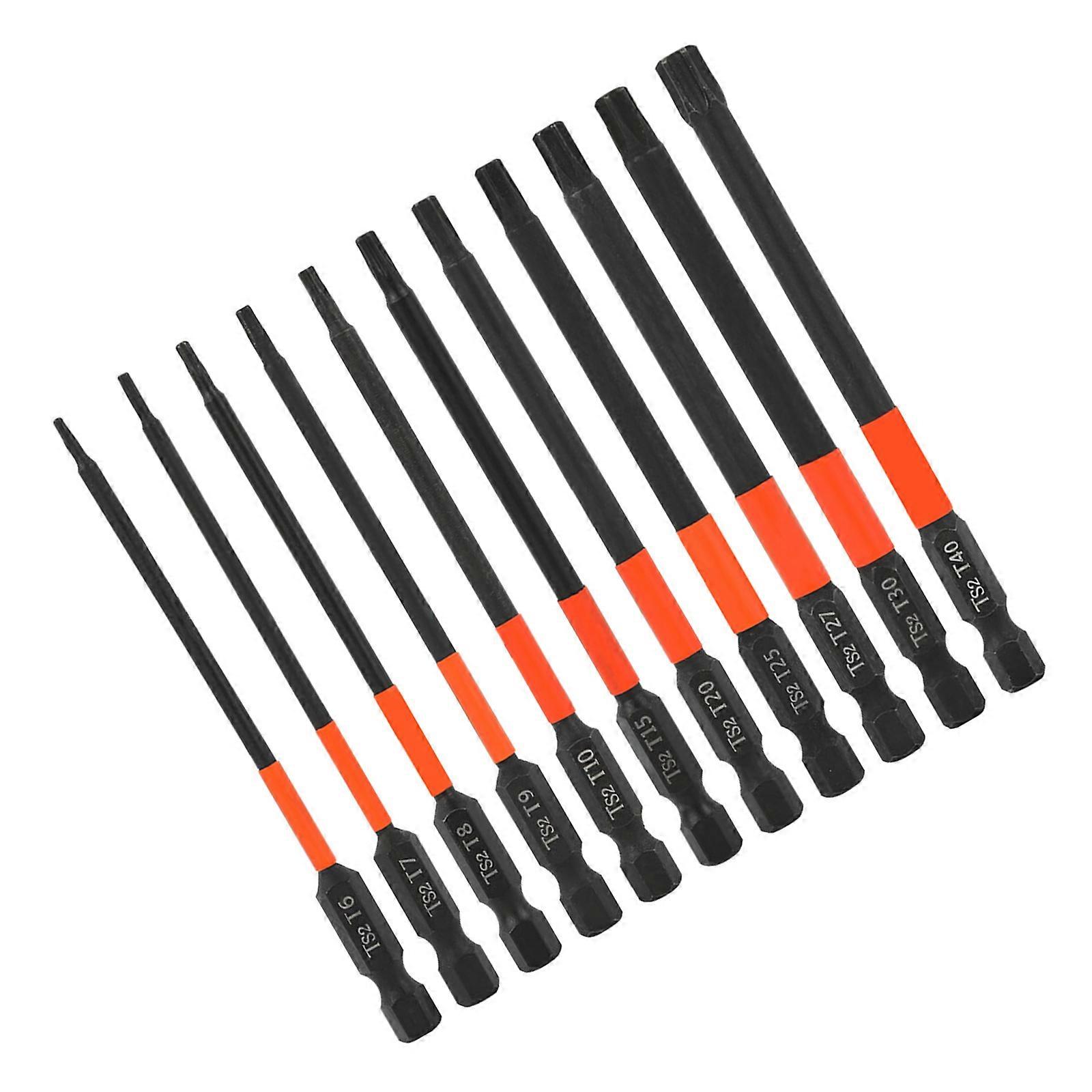 11Pcs Hex Bit Set Magnetic Screwdriver Bits 100mm Length Steel for Home and Automotive Use Hex Screwdriver Bit Set Multicolor