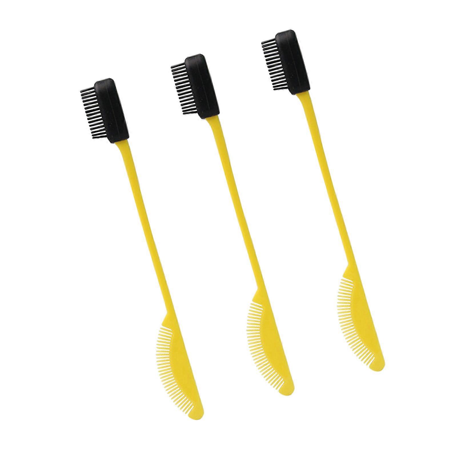 Pack Of 3 Two Purpose Makeup Brushes Edge Combs For Styling Flyaways And Precise Application With Ergonomic Grip Multicolor