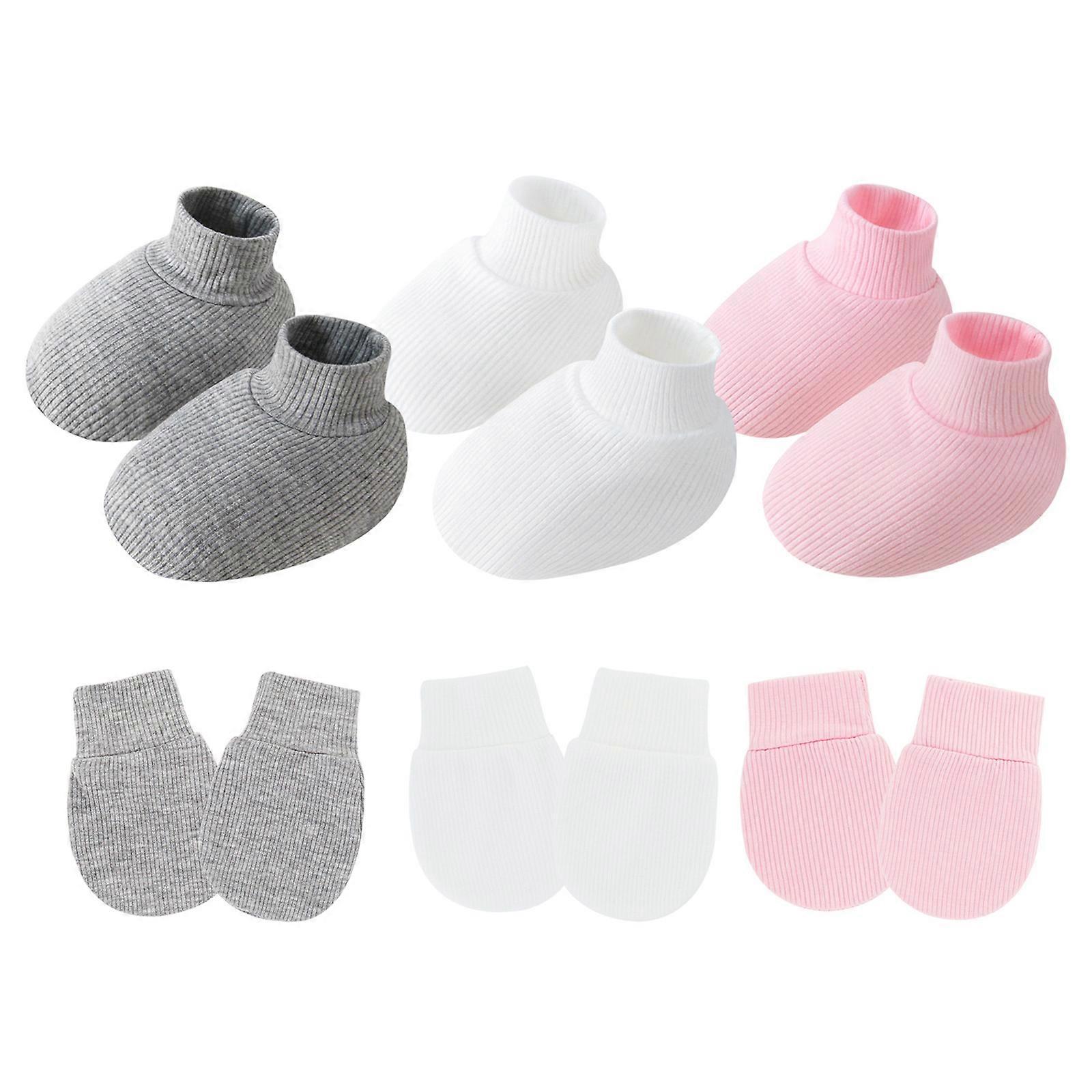 3 Set Baby Gloves and Socks Set with Thickened Fingertip Feature 0-3 Months Unisex Clothing Accessory Breathable  Set F