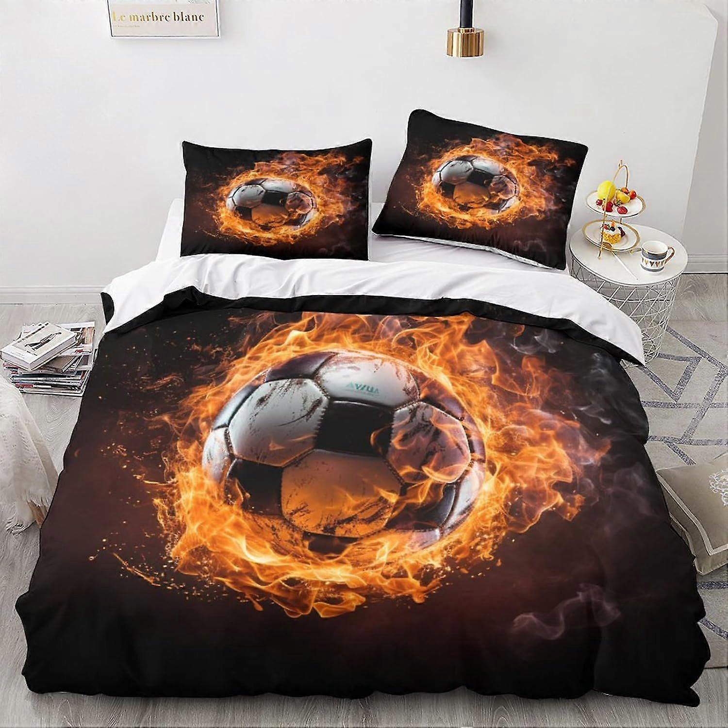 LikeEj Futebol bola Duvet Capa Futebol Padrão Impresso Cama Capa Edredom com fechamento com zíper, Soft Microfiber Sport Bedding Set