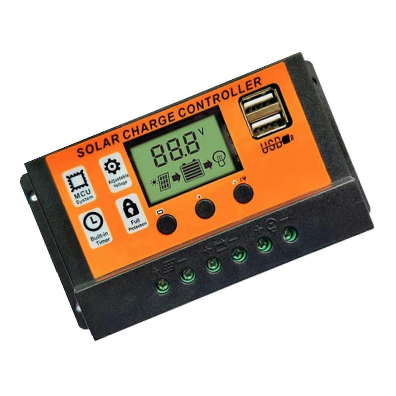 10/20/30A Solar Controller 2 USB Port LCD Display Solar Battery Regulator Photovoltaic Charge and Discharge Controller Multicolor