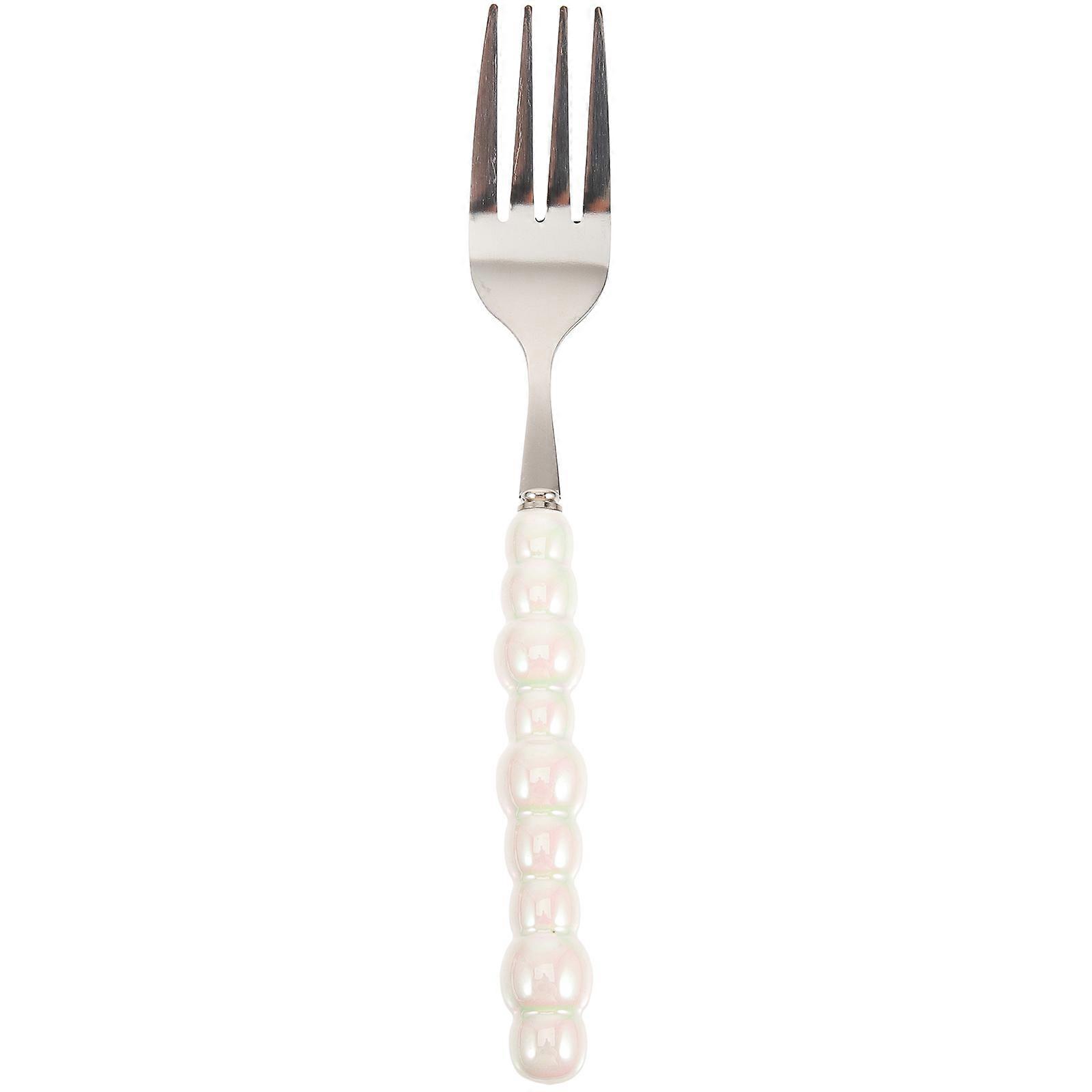 Ceramic Handle Stainless Steel Fork for Dessert Ice Cream Use