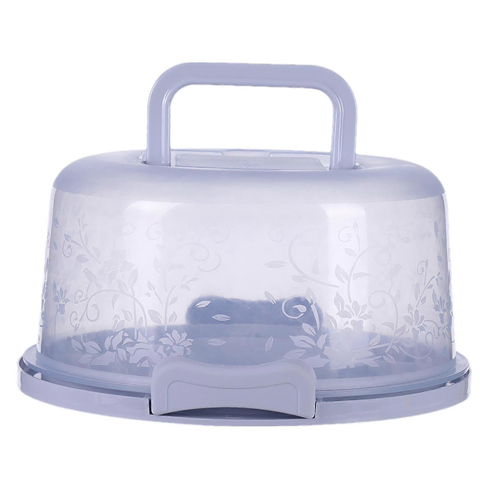 Large Round Cake Box With Lid And Handle  Blue, Transparent Portable Round Cake Box For Cakes, Pies, Desserts