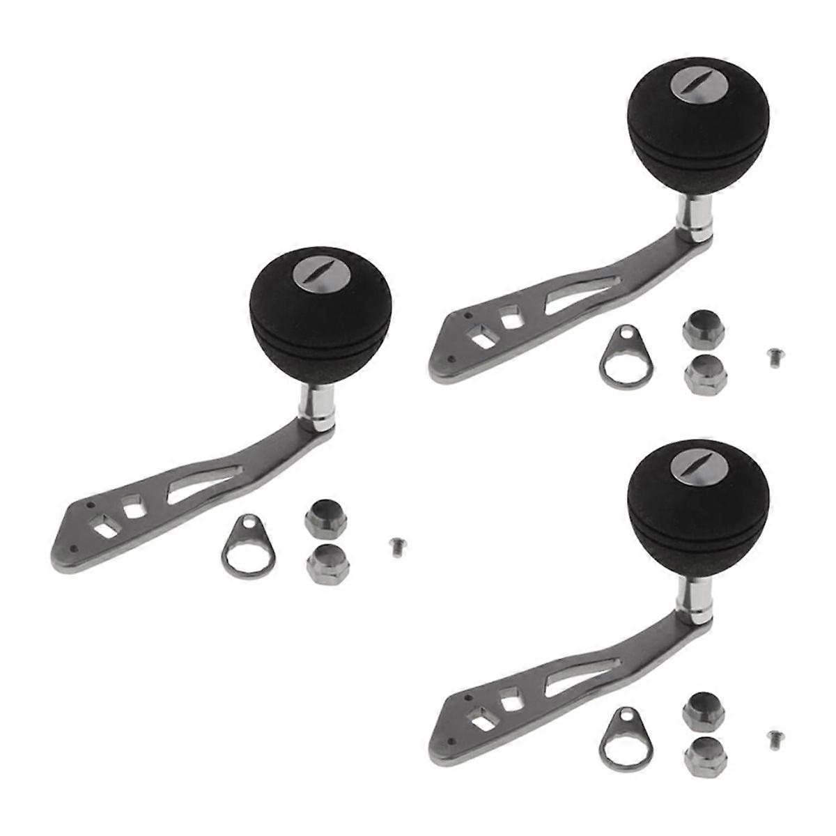 3 Pack Reel Handle Replacement with Non-Slip EVA Knob, Universal Change Handle Fishing Reel Crank fo