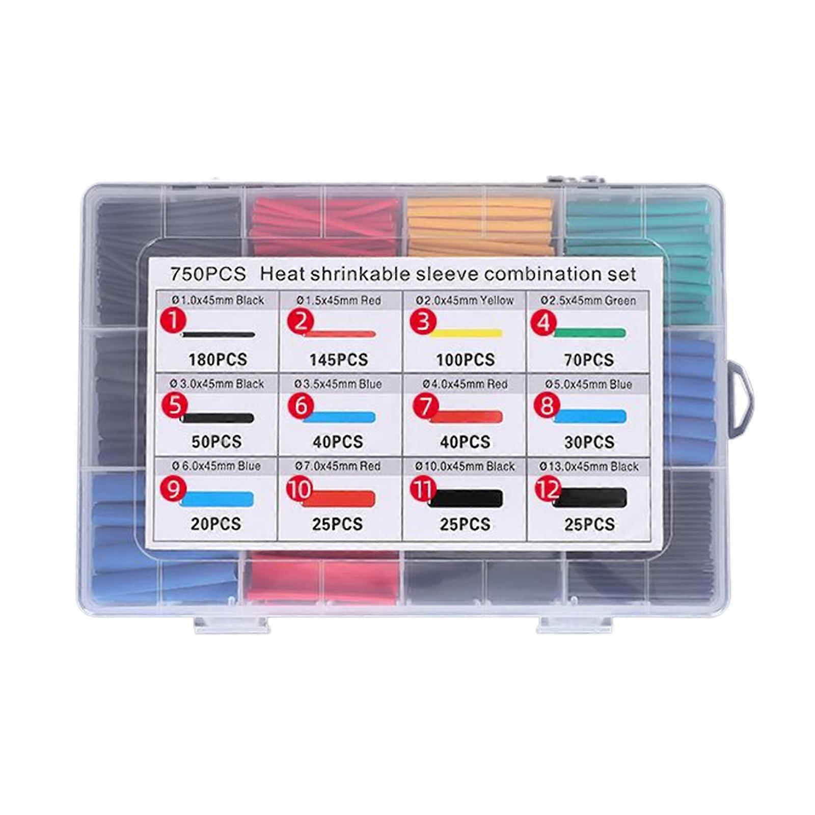 Safety Solution Waterproof Heat Shrink Sleeves 12 Size Heat Shrink Tubing set Secure Connection 750pcs for Various Uses Multicolor