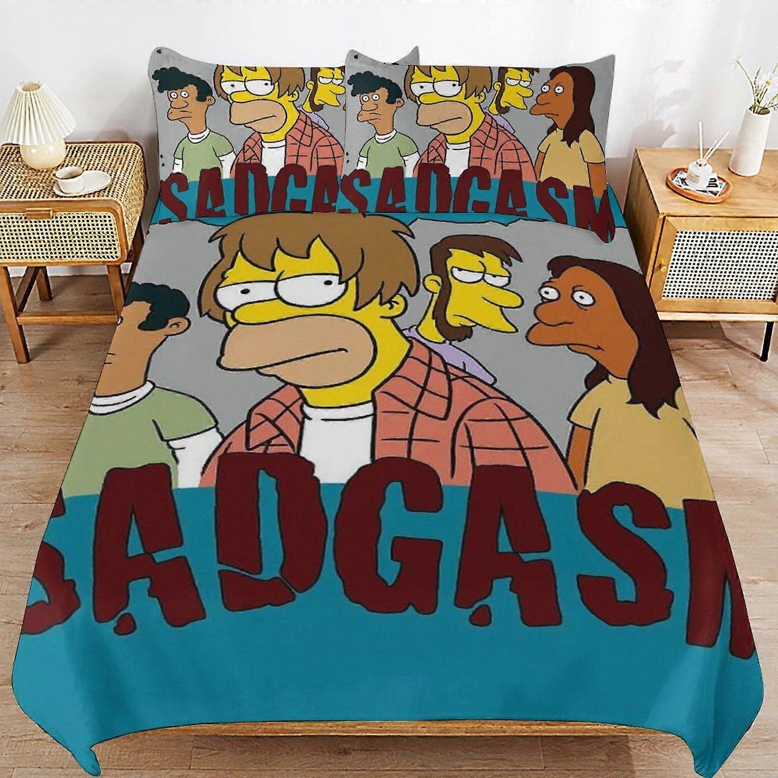 w217 Simpsons  La pelcula Bedding System Smooth Fabric Zipper Closure Comfortable Texture Soft Feel Duvet Cover Sets Pack i217